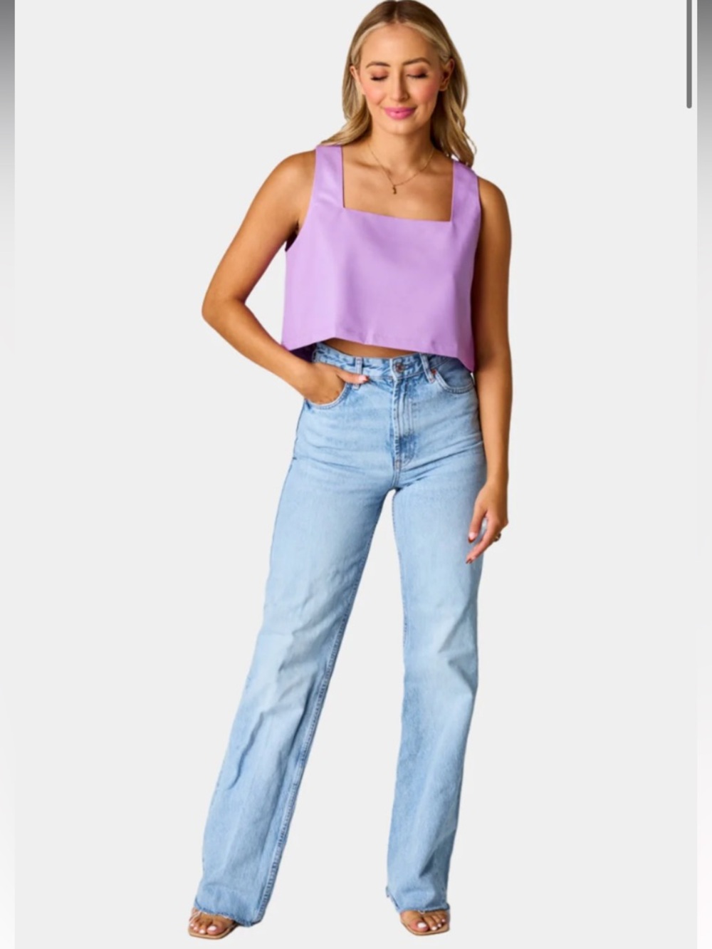 Buddy Love Manning Vegan Leather Cropped Tank Top - Purple NWT